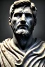 Placeholder: Ultra Realistic image, roman sculpture, white marble material, Lionel Messi, Laurel leaves wreath, miguel angel style, chisel style, emperador, waist up portrait, epic, celestial, cinematic lighting, God light, god rays, 4k resolution, smooth details, ornate details, soft lighting, unreal engine 5, sky and clouds background.