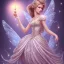 Placeholder:  beautiful princess fairy with sparkle dress with pink magical castle background