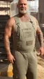 Placeholder: full body shot photography of two maroccan ugly dirty burly construction workers chubby sweat 58 years old in tank top, safety vest, swimwear, bulge, tattoo, manly chest ,in queue on italian sidewalk,, photorealistic, sunlight, summer, ambient occlusion, side view from the ground