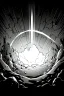 Placeholder: A beam shines in the middle of an immense and dark cave, greyscale