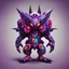 Placeholder: Abbadomon Core with black crimson and dark-purple color palette in toyism art style