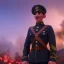 Placeholder: A WW1 Era Soldier looks at a battlefield that is on fire