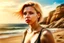 Placeholder: hyper realistic, full body shot of scarlett johansson on beach, Procreate, studio quality, professional, realistic, photo, 8k, ISO 80, depth of field, soft focus, vignetting,whimsical, detailed