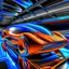 Placeholder: award winning car and driver photograph of a futuristic station wagon designed by only one vehicle per image painted metallic orange traveling at a high rate of speed, jet intake off of front center of vehicle and jet exhaust out the rear with bright blue flame, bilaterally symetrical, more a high speed road vehicle