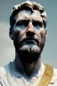 Placeholder: Ultra Realistic image, roman sculpture, white marble material, Lionel Messi, gold Laurel crown, miguel angel style, chisel style, emperor, waist up portrait, epic, celestial style, cinematic lighting, God light, god rays, 4k resolution, smooth details, ornate details, soft lighting, unreal engine 5, blue background.