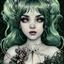 Placeholder: singer Melanie Martinez face, beautiful cyberpunk huge girl, hyperdetailed, illustration by Arthur Rackham, darkblue tones,