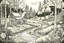 Placeholder: page black and white in the background colored to draw a peaceful forest scene with a winding path leading to a cozy cottage bathed in sunlight.