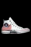 Placeholder: A converse sneaker, covered in the American flag