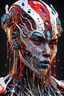 Placeholder: 3D rendering of Expressively detailed and intricate of a hyperrealistic “cyborg”: dripping colorful paint, tribalism, shamanism, cosmic fractals, dystopian, octane render, volumetric lighting, 8k post-production, red and white, detailled metalic bones, dendritic, artstation: award-winning: professional portrait: atmospheric: commanding: fantastical: clarity: 16k: ultra quality: striking: brilliance: stunning colors: amazing