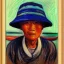 Placeholder: Portrait of OLd Chinese Fishermen on boat wearing bucket hat by edvard munch 8k