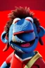 Placeholder: Waist up muppet Portrait, Nicolás maduro muppet doll, tracksuit red blue and yellow, mustache, photo studio, red background, unreal engine 5, concept art, art station, ray tracing, lumen lighting, ultra detail, volumetric lighting, 3d.