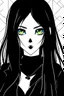 Placeholder: A brunette goth girl, in the style of Tite Kubo's Bleach