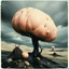 Placeholder: Photography polaroid close-up of a random landscape with massive odd Yves Tanguy incomprehensible style Surrealism, glossy, organic, creepy tumor mass growing, strong texture, fiotti di liquido nero, horror, panic, obsessive, hypnotic.
