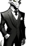 Placeholder: A silver Dragonborn from dnd wearing a tuxedo