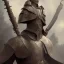 Placeholder: Skull headed knight with armor holding a big sword, standing still, smoke, realistic, 4K, High Definition, Centered