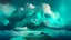 Placeholder: Phantasy landscape with dramatic cloud in aqua color