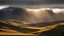 Placeholder: Mountainous landscape on Kerguelen, dramatic sunlight, chiaroscuro, awe-inspiring, beautiful composition, award-winning photograph