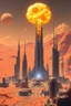 Placeholder: Manet Nuclear explosions on Mars modern city future buildings and towers, modern architecture future building