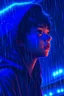 Placeholder: realistic anime boy looking up in rain, 8 k quality, detailed painting, neon