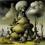 Placeholder: Surreal sinister, Style by Yves Tanguy, Dante's third level of hell = GLUTTONY, symbolic art, massively obese non-human radical bio deformity, Expressionism