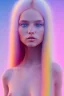 Placeholder: girl nude, cute, beautiful, long blond hair,blue eyes rainbow hair, rainbow dress, close up portrait by Greg Rutkowskiy