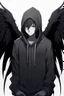 Placeholder: Anime man with black wings, wearing a hoodie