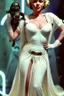 Placeholder: [Marilyn Monroe] Marilyn Monroe, in princess Leia's slave costume of the Return of the Jedi, close to Jabba the Hutt.