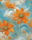 Placeholder: bright light and turquoise , gold and orange flower van Gough white background