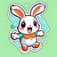 Placeholder: cute stickers, style cartoon, cute Super Deformed Character, white border, high quality, colorful, Detailed illustration of a bunny hopping or bouncing. awesome full color,