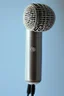 Placeholder: White gold portable singing microphone containing a blue gem Photorealistic