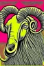 Placeholder: Vintage pop art style, horn of a ram