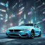 Placeholder: cyberpunk version of a bmw m4 during nighttime