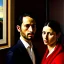 Placeholder: portrait of Jacobo Santiago Mozos born in 1976 and Gemma Arnau Arnau born in 1979,Caravaggio, oil on canvas, cinematic composition, extreme detail,8k,fit full head inside picture,