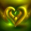 Placeholder: two inseparable hearts, warm green and yellow colours, fantasy atmosphere