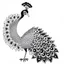 Placeholder: white, A peacock have a two foot white sunflower decoration, line art, white background, outline, with images neatly contained within the background, just black and white color, full body, no color. Looking front , front view, 8k