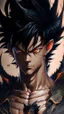 Placeholder: a man with black hair and a dragon on his chest, black dragon, highly detailed portrait of goku, ultra hd anime wallpaper, masayoshi suto and artgerm, anime epic artwork, hd anime wallpaper, son goku, goku, gogeta, dragon ball, wild spiky black saiyan hair, detailed anime artwork, ancalagon the black