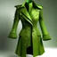 Placeholder: create a green designer coat with volume that is inspired by Michael Jackson and John Galliano