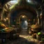 Placeholder: The age old entrance portal to a market for magical items. Magical, Epic. Dramatic, highly detailed, digital painting, masterpiece, lord of the rings, the hobbit