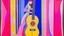 Placeholder: Polichinelle with Guitar Before the Stage Curtain; Ilya Bolotowsky; salmon to pastel pink to white gradient