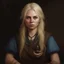 Placeholder: dnd style dark fantasy medieval blond peasant with claws. mugshot. oil painting.