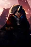 Placeholder: Cayde Six from destiny 2 holding a hen, realistic graphics