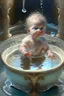 Placeholder: A cherubic infant preciously perched within the confines of a gleaming pristine basin of liquid delightfully immersed in a rambunctious game of water tinkering