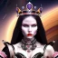 Placeholder: black long hair queen lady warrior bra under Saturn