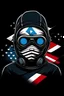 Placeholder: character and black chemistry mask and A shirt with the American flag on it