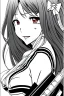 Placeholder: Yui Hatano as drawn by Akira Hiramoto, black and white