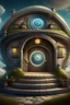 Placeholder: a fantasy art of a house in the form of a time portal that a person enters