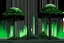 Placeholder: art deco trees with computer microchip textures, strange landscape surrealism, minimalism, green and black dual colors.