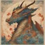 Placeholder: Bordered digital illustration of a Dragon Emperor by Victo Ngai. Hanafuda. High quality, masterpiece. Dungeons and Dragons.