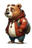 Placeholder: 2D art for one reddy Bear , white background, full body, cartoon style, no shadows.