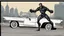 Placeholder: Cartoon venom in cadillac in dawn